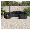 Image de Salon de jardin modulable 10 pieces 9 personnes noir 62 x 62 x 69 cm resine tressee