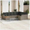 Image de Salon de jardin modulable - Lot de 10 pieces - Rotin Gris - 62 x 62 x 69 cm