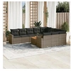 Image de Salon de jardin modulable - Lot de 11 pièces - Rotin gris - 2 personnes - Avec rangement - 62 x 62 x 69 cm