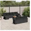 Image de Salon de jardin modulable 11 pieces noir 10 personnes 55.0 x 62 x 69 cm resine tressee
