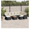 Image de Salon de Jardin avec Coussins 10 pcs, Canapés de Terrasse, Ensemble de Meubles de Patio, Mobilier d'Extérieur, Noir 3256735