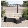 Image de Salon de Jardin avec Coussins 5 pcs, Canapés de Terrasse, Ensemble de Meubles de Patio, Mobilier d'Extérieur, Noir 3256770