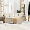 Image de Salon de jardin rotin beige 5 pieces x 62 x 69 4 personnes