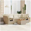 Image de Salon de Jardin avec Coussins 7 pcs, Canapés de Terrasse, Ensemble de Meubles de Patio, Mobilier d'Extérieur, Beige 3256793
