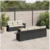 Image de Resine tressee 8 pieces 7 personnes salon de jardin modulable 62 x 55 x 69 noir
