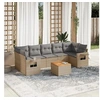 Image de Salon de jardin modulable 7 personnes 8 pieces beige 62 x 62 x 69 cm rotin