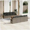Image de Salon de Jardin avec Coussins 9 pcs, Canapés de Terrasse, Ensemble de Meubles de Patio, Mobilier d'Extérieur, Gris 3256816