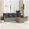 Image de Salon de jardin modulable resine tressee 6 pieces gris 62 x 55 x 69 cm 5 personnes