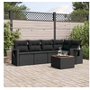 Image de Salon de Jardin avec Coussins 6 pcs, Canapés de Terrasse, Ensemble de Meubles de Patio, Mobilier d'Extérieur, Noir 3256881