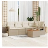 Image de Salon de jardin modulable - Pack de 6 pièces - Rotin beige 5 personnes Table pliante 62x62x69 cm