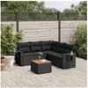 Image de Salon de Jardin avec Coussins 6 pcs, Canapés de Terrasse, Ensemble de Meubles de Patio, Mobilier d'Extérieur, Noir 3256888