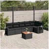 Image de 7-delige Loungeset met kussens poly rattan zwart3256902
