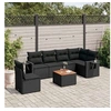 Image de Salon de jardin modulable noir 7 pieces 6 personnes 62 x 62 x 69 resine tressee
