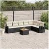 Image de Salon de jardin modulable resine tressee noir 8 pieces x 62 x 69 7 personnes