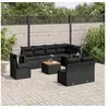 Image de Salon de Jardin avec Coussins 9 pcs, Canapés de Terrasse, Ensemble de Meubles de Patio, Mobilier d'Extérieur, Noir 3256930