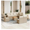 Image de Salon de jardin modulable - Lot de 9 pieces - Rotin - Beige - Table pliante