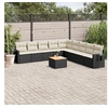 Image de Salon de Jardin avec Coussins 10 pcs, Canapés de Terrasse, Ensemble de Meubles de Patio, Mobilier d'Extérieur, Noir 3256938
