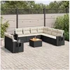Image de Salon de jardin modulable noir resine tressee 9 personnes 62 x 62 x 69 10 pieces