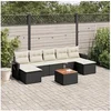 Image de Salon de Jardin avec Coussins 8 pcs, Canapés de Terrasse, Ensemble de Meubles de Patio, Mobilier d'Extérieur, Noir 3257022
