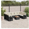 Image de Salon de Jardin avec Coussins 10 pcs, Canapés de Terrasse, Ensemble de Meubles de Patio, Mobilier d'Extérieur, Noir 3257036