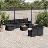 Image de Salon de Jardin avec Coussins 10 pcs, Canapés de Terrasse, Ensemble de Meubles de Patio, Mobilier d'Extérieur, Noir 3257091