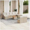 Image de Salon de jardin modulable beige resine tressee 9 personnes 62 x 55 x 69 cm 10 pieces