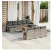 Image de Salon de Jardin avec Coussins 10 pcs, Canapés avec Pieds Réglables, Ensemble de Meubles d'Extérieur Patio Terrasse, 3217864