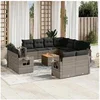Image de Salon de jardin modulable resine tressee gris 12 pieces 62 x 62 x 69 cm 11 personnes
