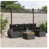 Image de Salon de jardin 6 pcs avec coussins noir résine tressée 3257308