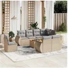Image de Salon de Jardin avec Coussins 9 pcs, Canapés de Patio, Ensemble de Meubles, Mobilier de Terrasse Extérieur, Beige 3257431