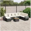 Image de Salon de jardin modulable rotin 9 pieces 8 personnes 62 x 62 x 69 cm noir