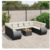 Image de Salon de Jardin avec Coussins 10 pcs, Canapés de Terrasse, Ensemble de Meubles de Patio, Mobilier d'Extérieur, Noir 3257477