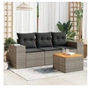 Image de Salon de jardin modulable 4 pieces 3 personnes resine tressee 62 x 55 x 69 cm gris
