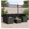 Image de Salon de jardin 7 pcs avec coussins noir résine tressée 3257672