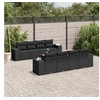 Image de Salon de jardin 9 pcs avec coussins noir résine tressée 3257693