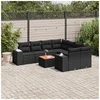Image de Salon de Jardin avec Coussins 9 pcs, Canapés de Patio, Ensemble de Meubles, Mobilier de Terrasse Extérieur, Noir 3257700