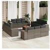 Image de Salon de Jardin avec Coussins 11 pcs, Canapés de Patio, Ensemble de Meubles, Mobilier de Terrasse Extérieur, Gris 3260583