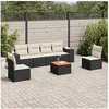 Image de Salon de Jardin avec Coussins 7 pcs, Canapés de Patio, Ensemble de Meubles, Mobilier de Terrasse Extérieur, Noir 3257722