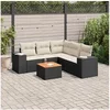Image de Salon de jardin 6 pcs avec coussins noir résine tressée 3257771