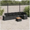Image de 7-delige Loungeset met kussens poly rattan zwart3257784