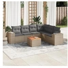 Image de Salon de jardin modulable - Lot de 7 pièces - Résine tressée beige - Table fixe - 6 personnes