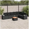Image de 8-delige Loungeset met kussens poly rattan zwart3257805