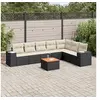 Image de Salon de Jardin avec Coussins 8 pcs, Canapés et Table de Terrasse, Ensemble de Meubles d'Extérieur Patio, Noir Résine 3257806