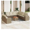Image de Salon de jardin modulable 9 personnes resine tressee 10 pieces 62 x 62 x 69 cm beige