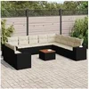 Image de Salon de Jardin avec Coussins 11 pcs, Canapés de Terrasse, Ensemble de Meubles de Patio, Mobilier d'Extérieur, Noir 3257848