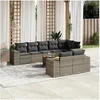 Image de Salon de jardin modulable gris resine tressee 9 pieces 62 x 62 x 69 cm 8 personnes