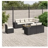 Image de Salon de Jardin avec Coussins 9 pcs, Canapés de Terrasse, Ensemble de Meubles de Patio, Mobilier d'Extérieur, Noir 3257869