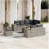 Image de Salon de jardin modulable 8 personnes gris resine tressee 62 x 62 x 69 cm 9 pieces