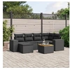 Image de Salon de Jardin avec Coussins 7 pcs, Canapés de Terrasse, Ensemble de Meubles de Patio, Mobilier d'Extérieur, Noir 3257875