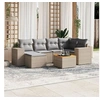 Image de Salon de jardin modulable - Lot de 7 pieces - Rotin - 6 personnes - Beige